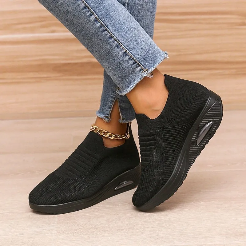 Outdoor Running Sneakers Air Cushion Increase Sports Casual Shoes Mesh Breathable Ladies Footwear Zapatillas Deportivas Mujer