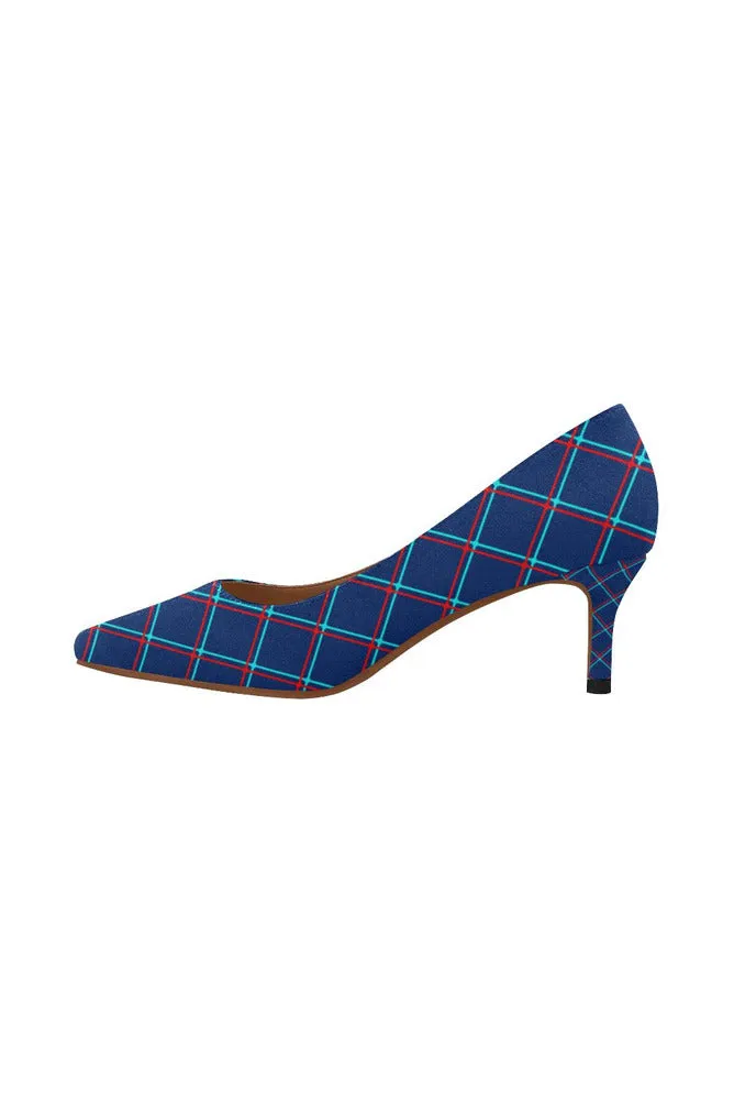 Plaid in Anaglyph Women's Pointed Toe Low Heel Pumps