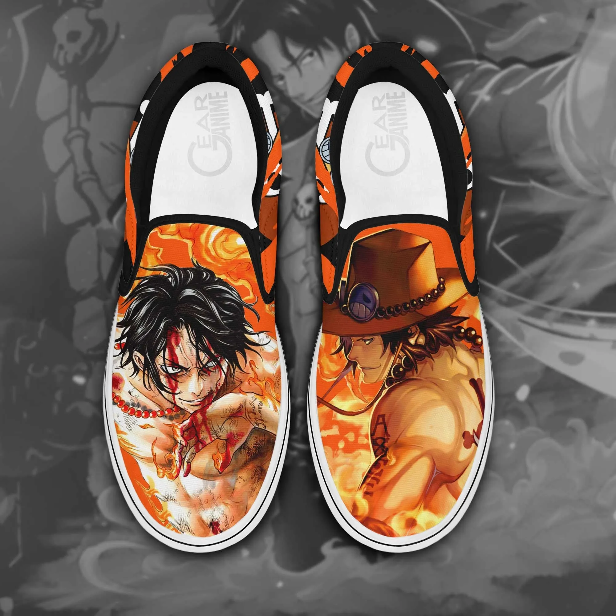 Portgas D Ace Slip On Sneakers OP Custom Anime Shoes