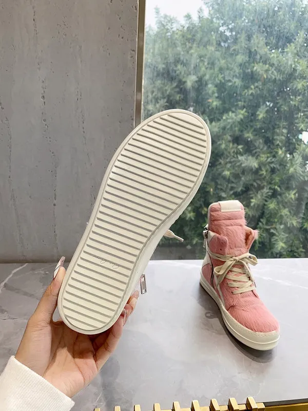 Rick Owens Geobasket Sneakers - Pink Pony Hair