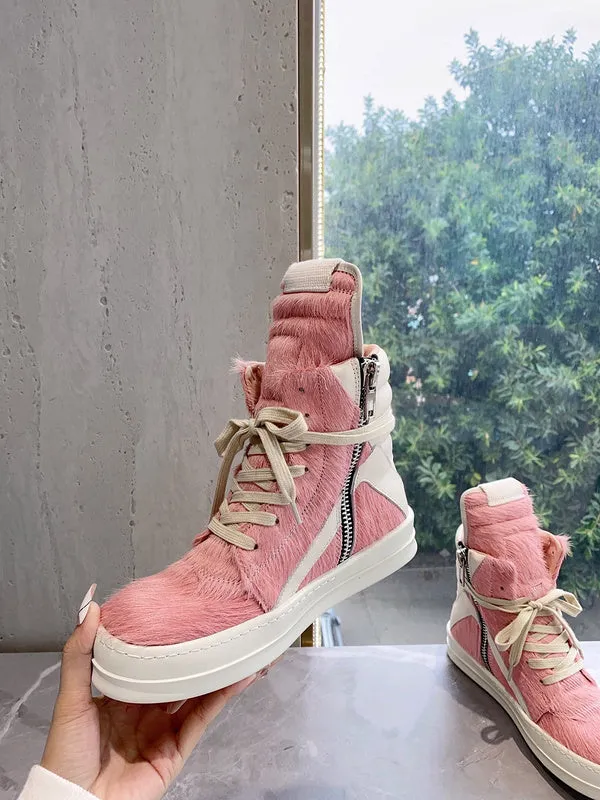 Rick Owens Geobasket Sneakers - Pink Pony Hair