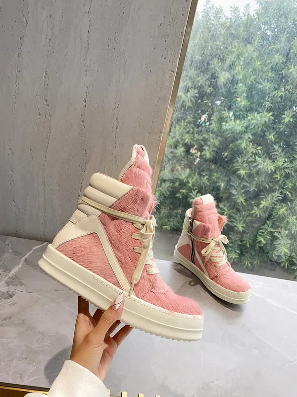 Rick Owens Geobasket Sneakers - Pink Pony Hair