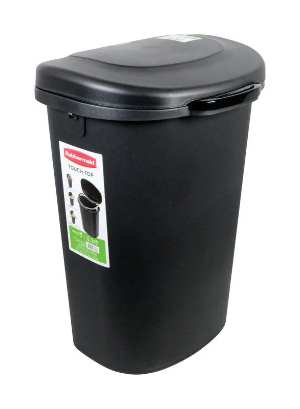 Rubbermaid 13 gal Black Plastic Touch Top Trash Can