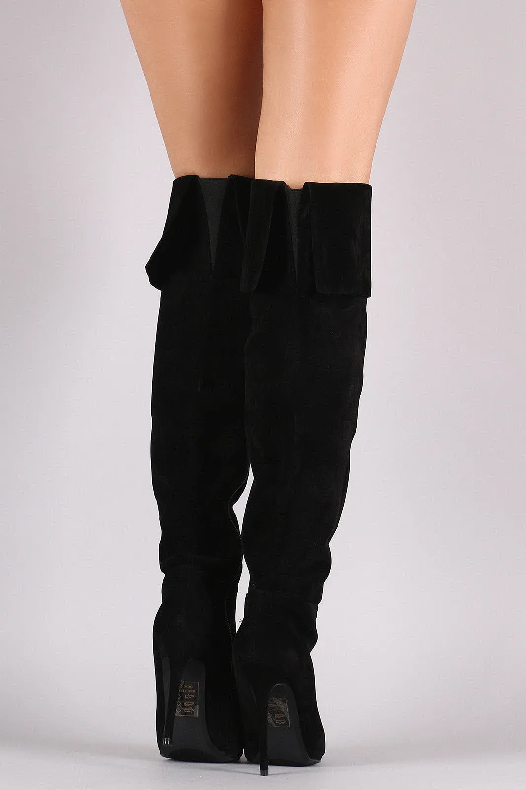 Shoe Republic LA Suede Cuff Pointy Toe Stiletto Boots