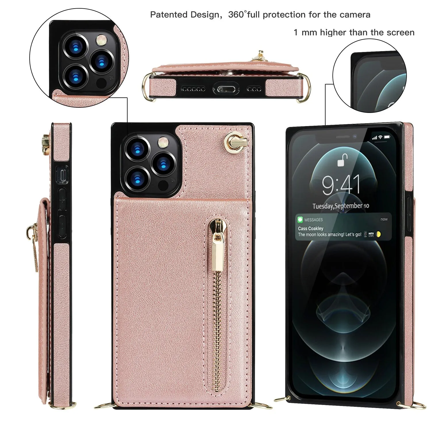 Slim Zipper Wallet Back Case for iPhone - Hands-Free Convenience