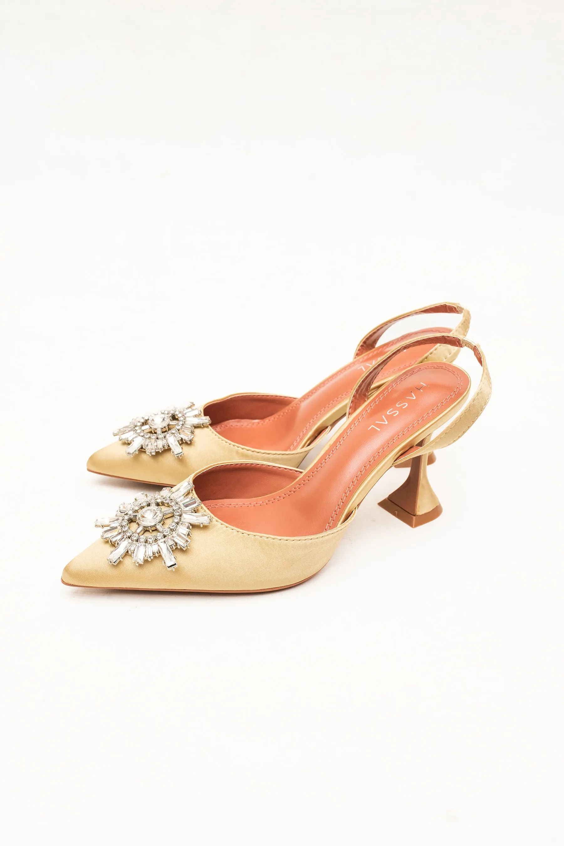 Sofia Golden Beige Crystal Heels