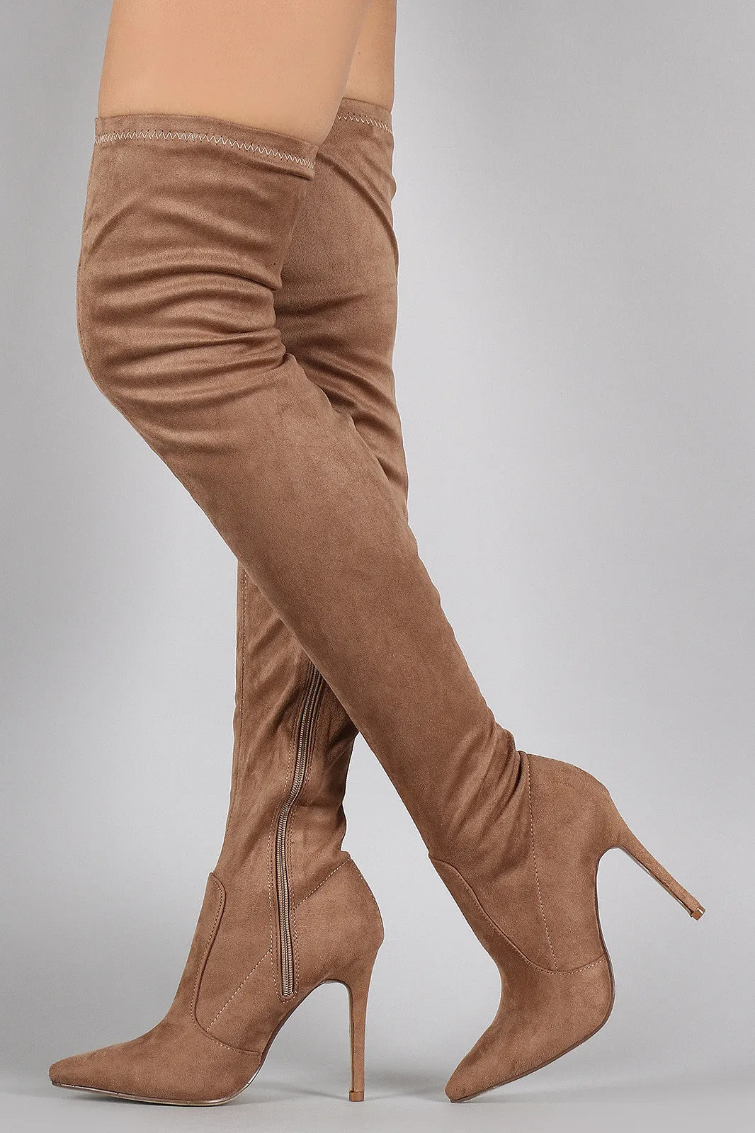 Suede Pointy Toe Stiletto Over-The-Knee Boots