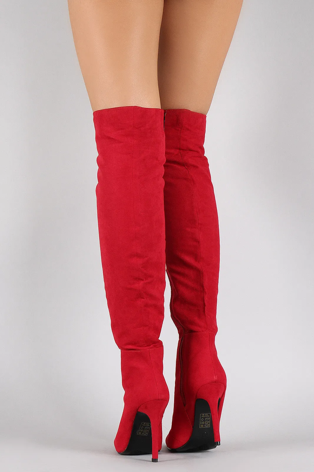 Suede Pointy Toe Stiletto Over-The-Knee Boots