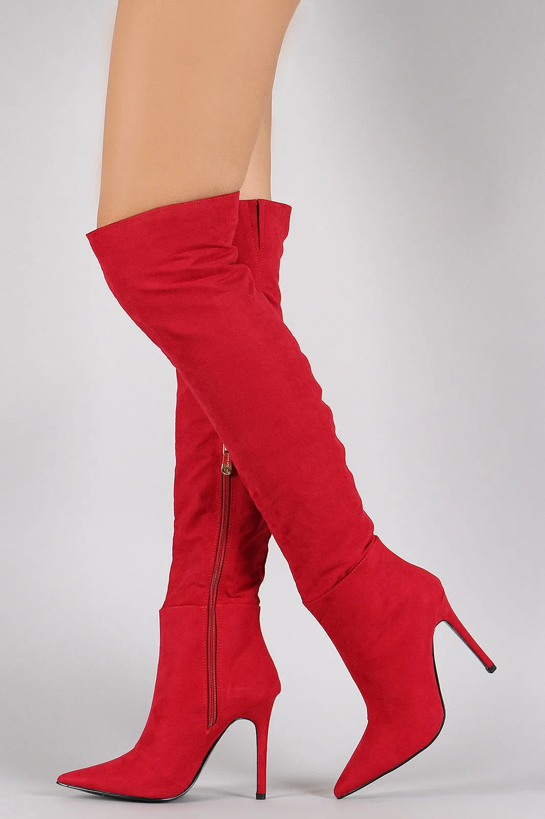 Suede Pointy Toe Stiletto Over-The-Knee Boots