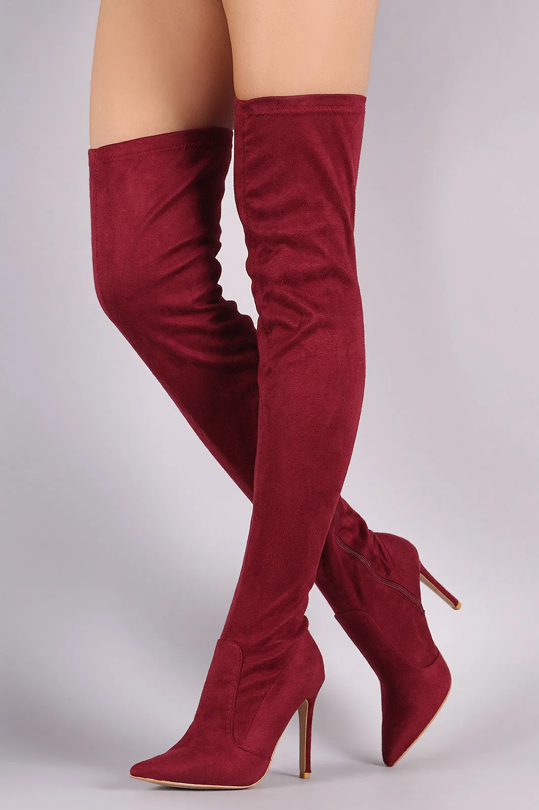 Suede Pointy Toe Stiletto Over-The-Knee Boots