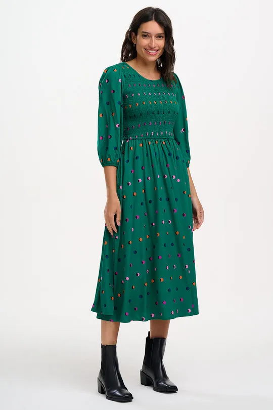 Sugarhill Brighton Rainbow Shadow Polka Gretel Shirred Midi