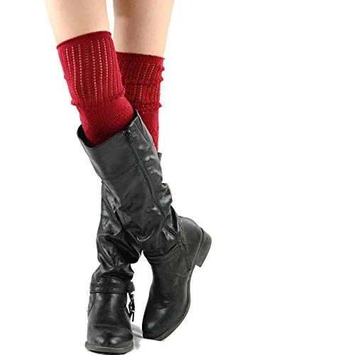 TeeHee Women's Fashion Over the Knee High Socks 4 Pair Combo (Lace Over)