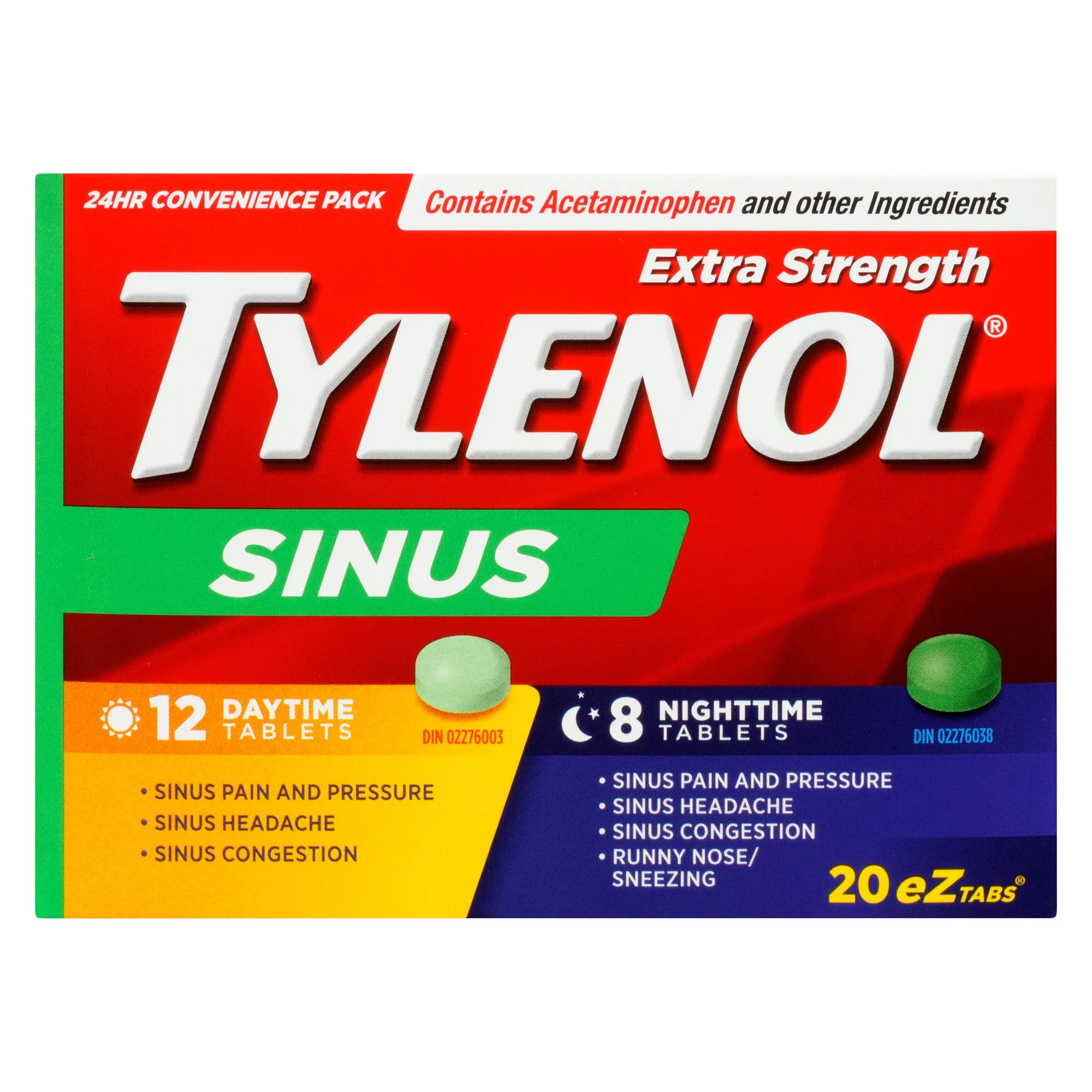 Tylenol Sinus Extra Strength 24 Hr Convenience Pack eZtabs, 20-Pack