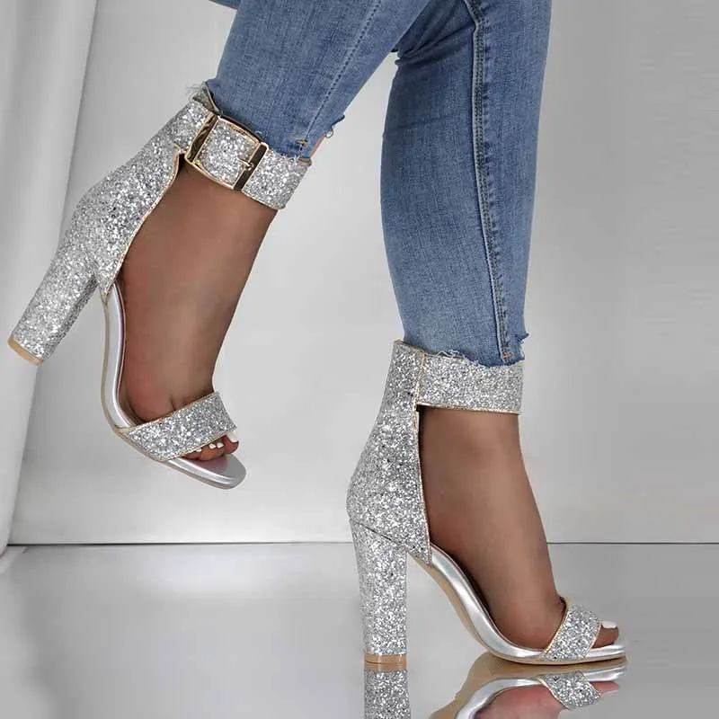 Wedding High Heels Shoes Bridal Glitter Heels For A Summer Party