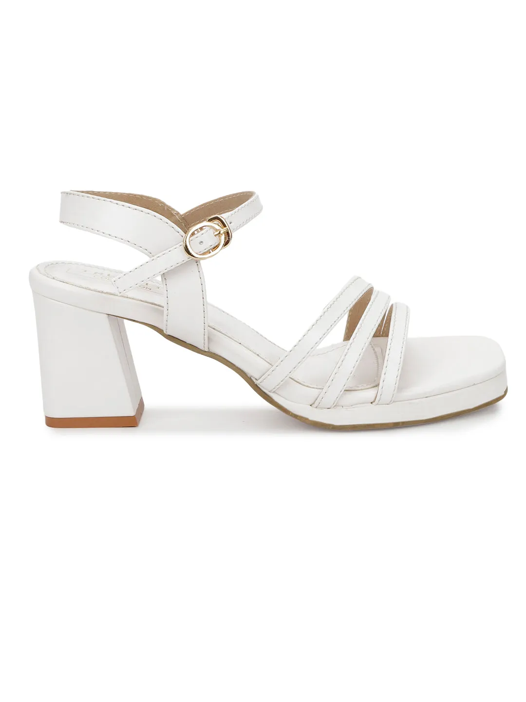 White PU Strappy Block Sandals (TC-SLC-2103-WHT)