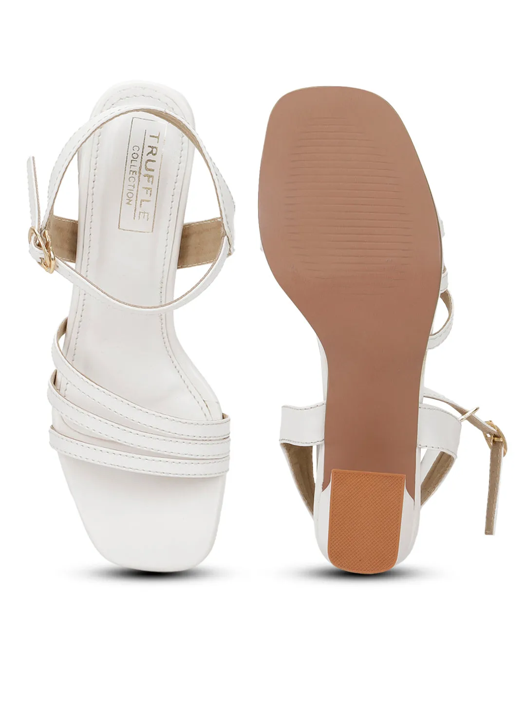 White PU Strappy Block Sandals (TC-SLC-2103-WHT)